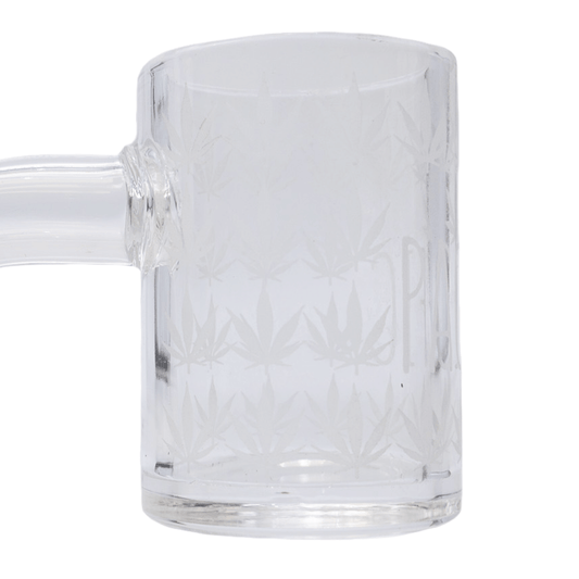 90° Quartz Banger With Male Joint and Marijuana Leaf Pattern (14mm & 18mm)