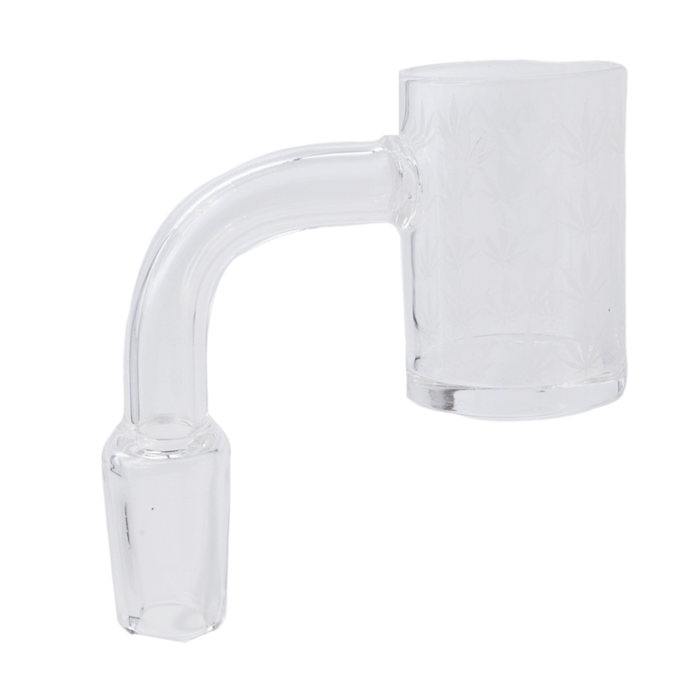 90° Quartz Banger With Male Joint and Marijuana Leaf Pattern (14mm & 18mm)