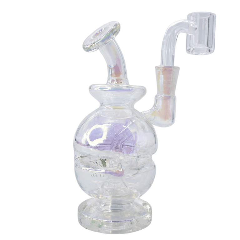 Iridescent Mini Dab Rig With Percolator and Banger