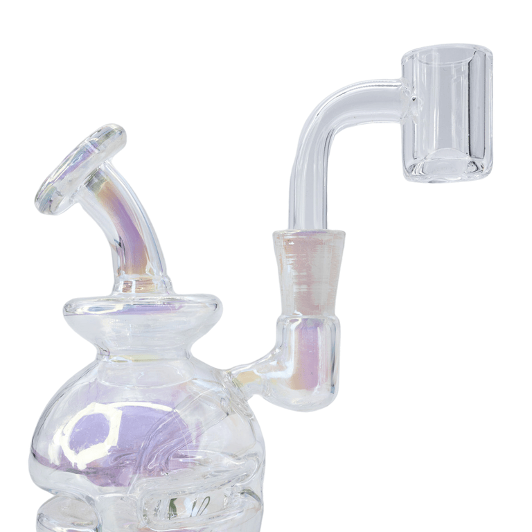 Iridescent Mini Dab Rig With Percolator and Banger