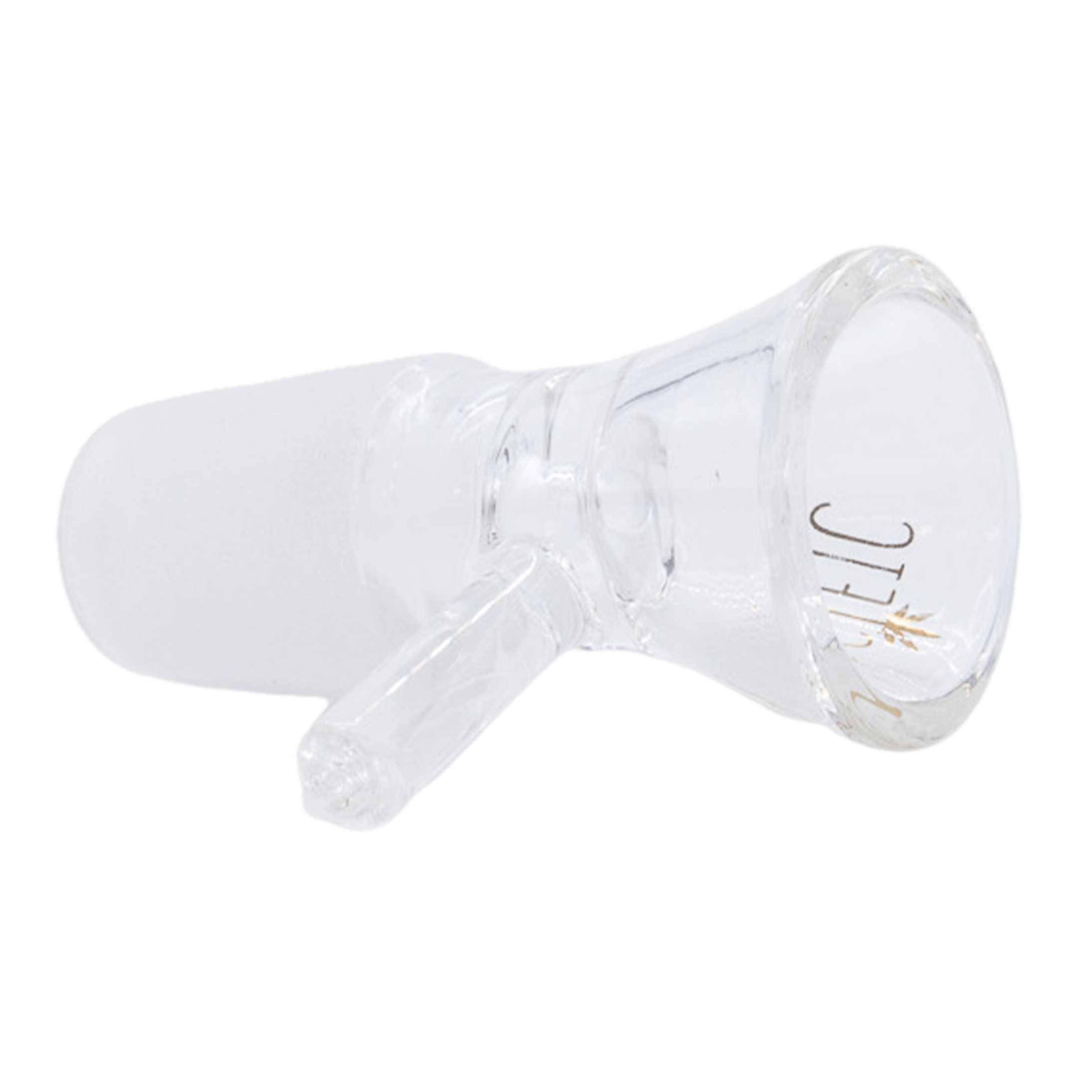 Clear glass bowl piece for bong with handle and PACIFIC cannabis logo